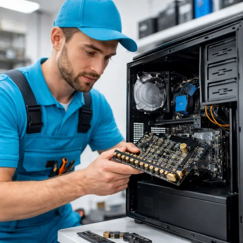 Мастер устанавливает звуковую карту на ПК в Нижнем Тагиле